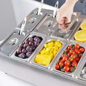 업소용 바트 8구 밧드 버블티 반찬통 토핑통 재료통 음식 뷔페 진열 스텐 냉