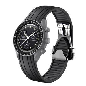 [미국배송] 오메가 X 스와치 문스워치용 스트랩 20MM 접이식 버클 매트 마감 밴드 호환 문스워치 스피드마스터 남성용 커브드 노 갭 교체