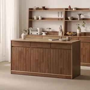 헤이즐 원목 광파오븐 와이드 아일랜드 홈바 식탁 서랍 수납장 1600x600 GM551