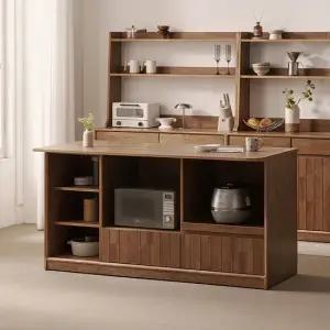 헤이즐 원목 광파오븐 오픈 아일랜드 홈바 식탁 렌지대 1600x750 GM544