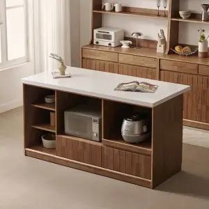 헤이즐 원목 광파오븐 인조대리석 오픈 아일랜드 홈바 식탁 렌지대 1600x750 GM546