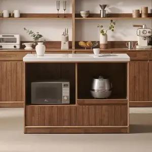 헤이즐 원목 광파오븐 인조대리석 아일랜드 홈바 식탁 렌지대 1200x600 GM536