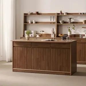 헤이즐 원목 광파오븐 와이드 아일랜드 홈바 식탁 서랍 수납장 1600x750 GM552