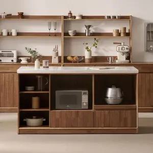 헤이즐 원목 광파오븐 인조대리석 오픈 아일랜드 홈바 식탁 렌지대 1600x600 GM545