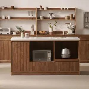 헤이즐 원목 광파오븐 인조대리석 수납 아일랜드 홈바 식탁 렌지대 1600x600 GM549