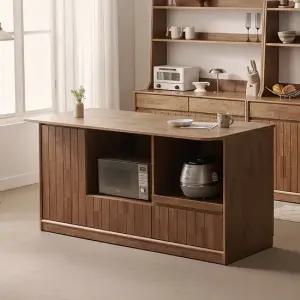 헤이즐 원목 광파오븐 수납 아일랜드 홈바 식탁 렌지대 1600x750 GM548