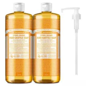 닥터브로너스 시트러스 오렌지 퓨어 캐스틸 솝 페이스앤바디워시 475ml x 2p + 펌프 세트, 950ml, 1개