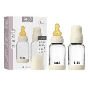 BIBS 아기 유리병 2팩 120ml. 배앓이 방지. 통기성 있는 원형 천연 고무 라텍스 젖꼭지. 자연스러운 모유