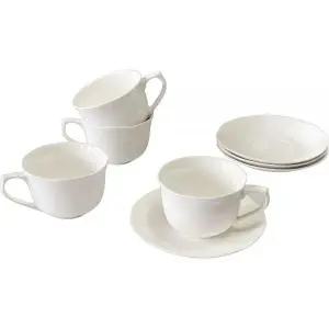 MIWARE 226.8g(8온스) 도자기 카푸치노 컵, 받침 포함 - 4개 세트, 특수 커피 음료, 라떼, 카페 모카 및 차