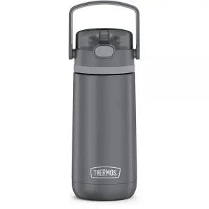 THERMOS FUNTAINER 414ml(14온스) 스테인리스 스틸 진공 단열 아동용 빨대 병, 플립업 빨대 포함, 그레이
