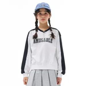 [오션스카이] [2color] 여아 브이넥 세미크롭 맨투맨