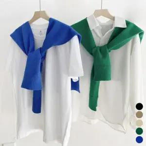 무지 니트 어깨 숄 가디건 LM-0163