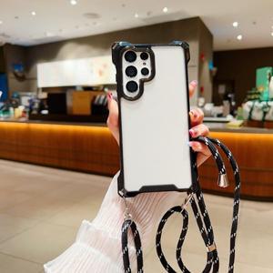 S26 울트라 케이스 충격 방지 삼성 갤럭시 S25 FE S23 S24 플러스 크로스바디 어깨끈 코드 네 모서리 플라