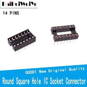 IC 소켓 어댑터 납땜 타입 커넥터 DIP-14 원형 구멍 사각형 14 핀 2.54mm 10개/로트