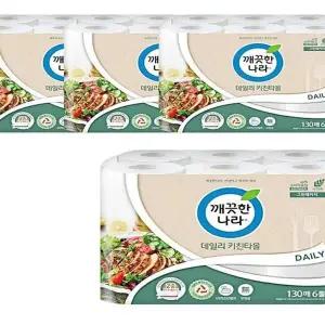 깨끗한나라 데일리 키친타월 130매4+2롤 x 4팩(총24롤) x3SET(SH) (4661125...