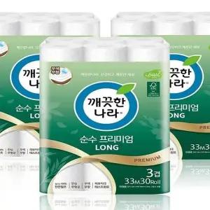 깨끗한나라 순 수프리미엄 3겹 33m 30롤 x 3팩 x3SET(SH) (46611270)