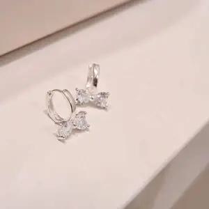 S721 여성 스톤 리본 원터치 심플 데일리 이어링 은 귀걸이 실버925