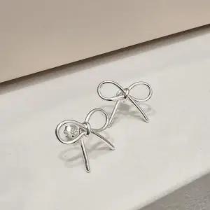 S403 여성 빅 리본 디자인 귀걸이 데일리 이어링 실버 925