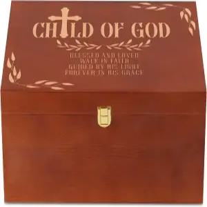 이노베타 세례 선물 기념 상자 나무 보관함 소녀 소년용 뚜껑 장식용 정리함