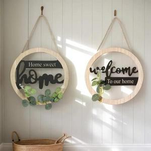 1개 3D 나무 걸이형 표지판 다기능 원형 문 번호 장식 벽걸이