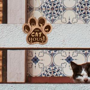 Putuo 애완 동물  장식 사인 발 모양 나무 플라크  걸이식 벽 플레이트 집 고양이 농가용 1pc