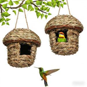 전원풍 수제 짚 앵무새 새집 야외 마당 생태  장식품