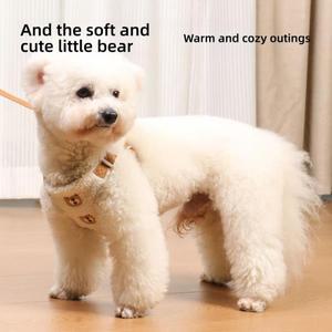 방한용 호환 플리스 안감 강아지 하네스 리드 세트 소형견용 호환  산책 훈련