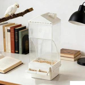 투명 자동 조류 급식기 대용량 앵무새 케이지 스탠드형 흘림 방지 그릇 새장