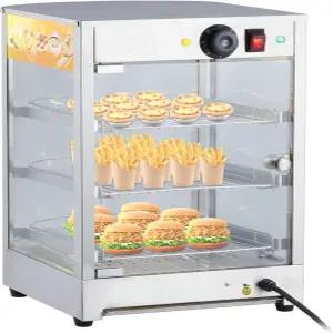 상업용 푸드 워머 디스플레이 캐비닛 14인치 3단 800와트 피자 워머3D 난방 기능 포함 하단 팬 온도