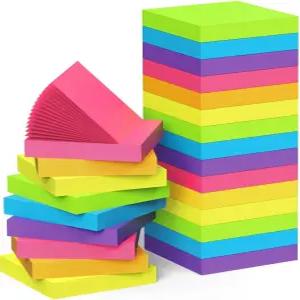 24개의 패드 끈적끈적한 메모 3x3 인치 75장/패드 다채로운 셀프 스틱 두꺼운 종이 부드러운 필기감 사무실