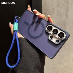 삼성 갤럭시 S25 S26 울트라 S24 S23 플러스 S21 S22 A56 A55 A16 A35용 마그세이프 손목 스트랩 케이스,