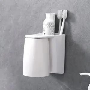 벽 부착식 칫솔 꽂이 자석 컵 거치 벽면 접착 칫솔 보관 정리 대 홀더 선반 거치대 통