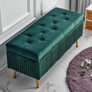 벨벳 수납 벤치 40cm 스툴 화장대 딥그린 신발장 현관 의자