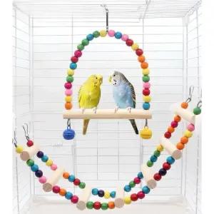 앵무새 사다리 앵무 잉꼬 이동식 놀이 가정용 대형 5단 59cm 원목 그네