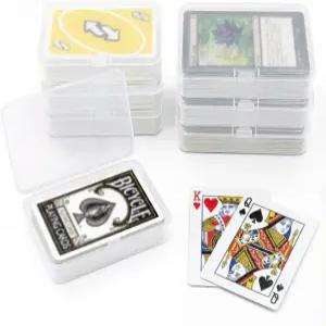 카드 보관함 세트 6개 스냅 클로저가 있는 투명 플라스틱 케이스 UNO 카드용 혼합 사이즈 게임 보관 정리함