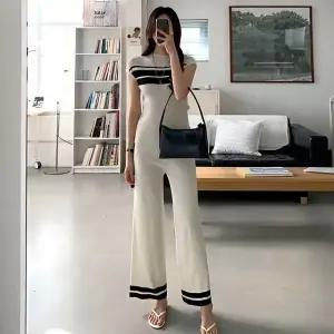 [샵앤] 여성 부분 단가라 캡소매 니트티 바지 투피스 세트 21DS-WSET-5184