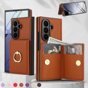 가죽 링 월렛 폰 케이스 삼성 호환 갤럭시 호환 Z 폴드 7 6 5 4 3 카드 슬롯 커버 호체 지갑 머니백