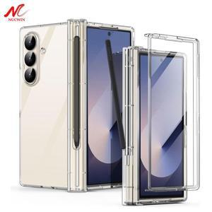 삼성 호환 갤럭시 호환 Z 폴드 7 케이스 투명 내장 스크린 보호필름 S펜 홀더 풀 바디 커버 6 5 4 3 호환)