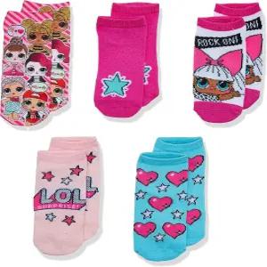 L.O.L. 서프라이즈! 여자들 롤 짧은 양말 5팩 모듬 핑크 신발 사이즈 3-8 미국