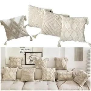 태슬쿠션커버 빈티지 태슬 소파 베개 융털 쿠션커버