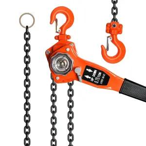 3/4톤 수동 래칫 레버 호이스트 1650파운드 팅 용량 10피트 G80 스틸 체인이 듀얼 후크와 함께 제공되어
