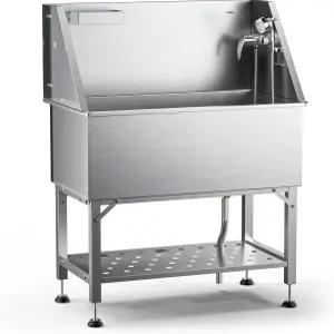 다이트렌드 38인치 스테인리스강 개 세척 스테이션 소형 및 중형견을 위한 304개의 심리스 침지 욕조