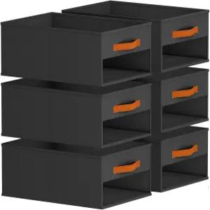 홈소루트 옷장 정리함 및 보관 옷 장난감 수건 작은 필수품블랙을 위한 투명 창과 손잡이가 있는 6팩