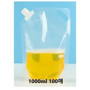 일회용 스파우트 주스 한약 사선 도구포함 팩 투명 1000ml 파우치 음료 100매