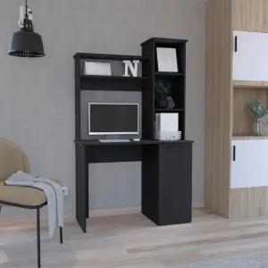 허치가 있는 컴퓨터 책상 단일 도어 캐비닛 워크스테이션 정리함 오픈 선반 디자인