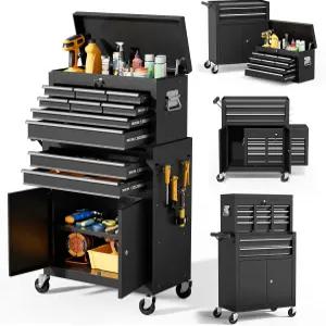바퀴가 달린 레거시아머홈 10 서랍 롤링 공구 상자 서랍이 있는 잠금식 2개 대용량 정비 정리함 조절