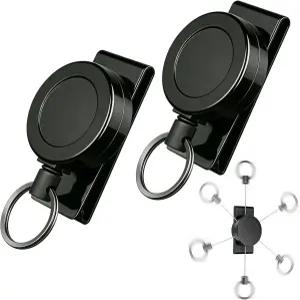 SwiftServ 2 팩 접이식 키 체인 헤비 듀티 360° 회전 벨트 클립 키용 24인치 홀더 ID 배지 EDC 작업 건설