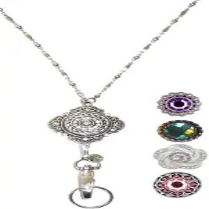 히든 할로우 비즈 교체용 스냅 버튼 랜야드 여성용 스테인리스 스틸 체인 ID 배지 홀더 교사용 크루즈 폰