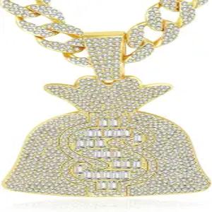 남성용 EDINGM 마이애미 쿠바 링크 체인 골드/실버 도금 다이아몬드 목걸이 스 아웃 힙합 주얼리 선물