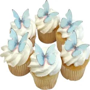 식용 글리터 키트가 있는 나비 - 케이크용 웨이퍼 페이퍼 케이크 장식 컵케이크 토핑 (드림 블루)